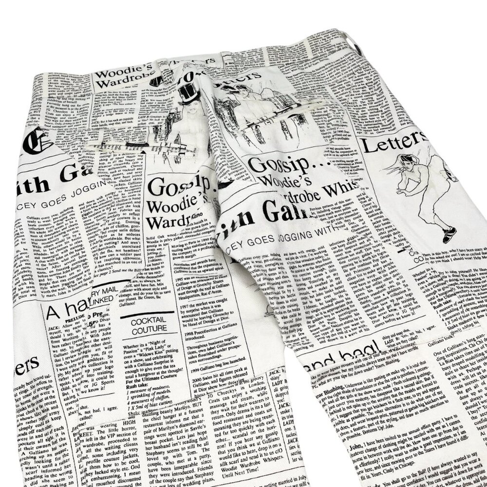 John Galliano Black and White Newspaper Print Pants - Picture 10 of 13